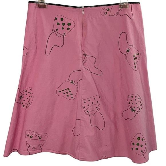 Lapis A-Line Pink Skirt with Whimsical Purse Pattern Full and Lined Size Large - Picture 3 of 11